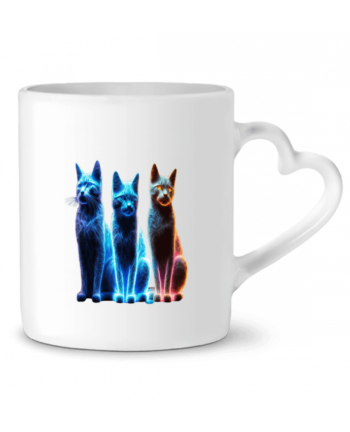 Mug coeur Chats Néons par InkBK