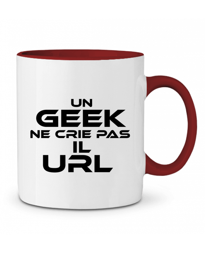 Mug bicolore un geek il ne crie pas il url noir Sun SO Design