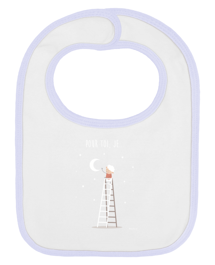 Bavoir bébé uni Pour toi je... décrocherai la lune par Sheepandco