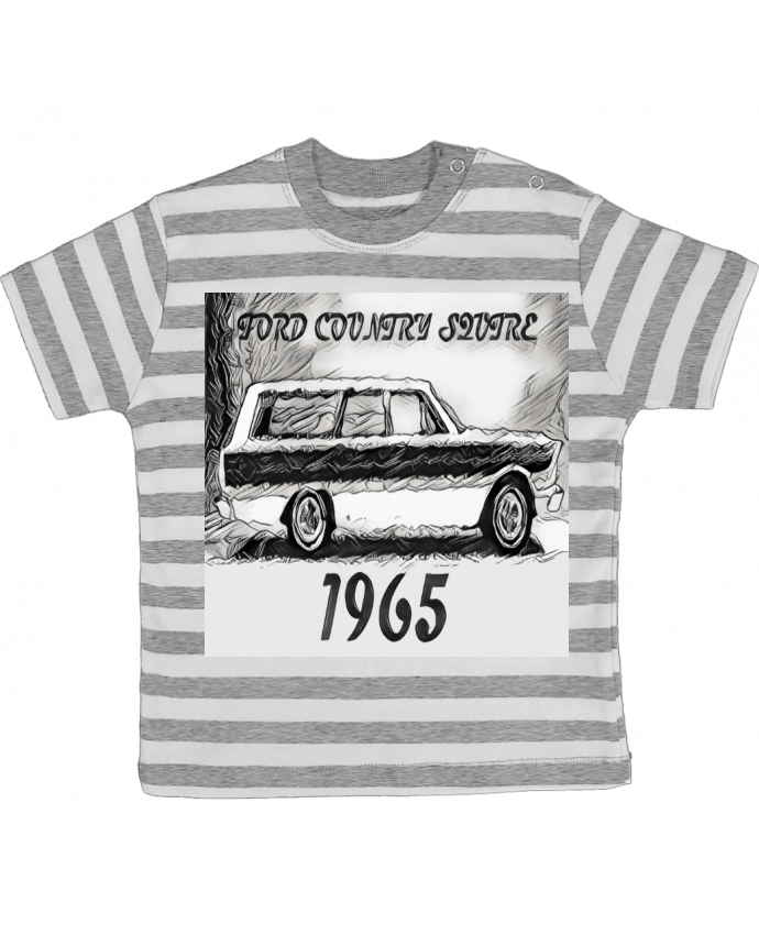 Tee-shirt bébé à rayures voiture vintage par space 31