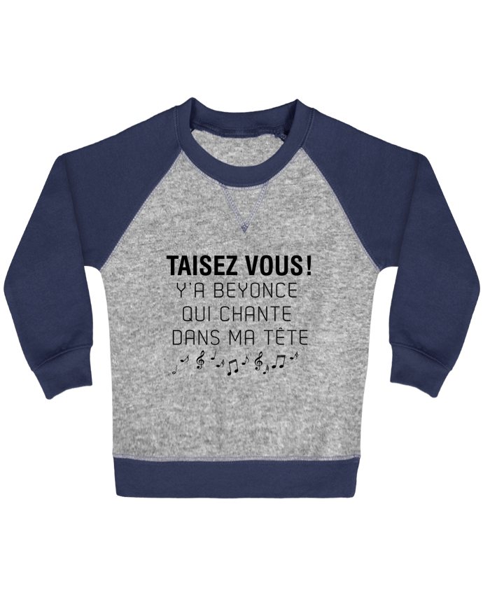 Sweat bébé manches contrastée Y'a Beyonce qui chante dans ma tête par tunetoo