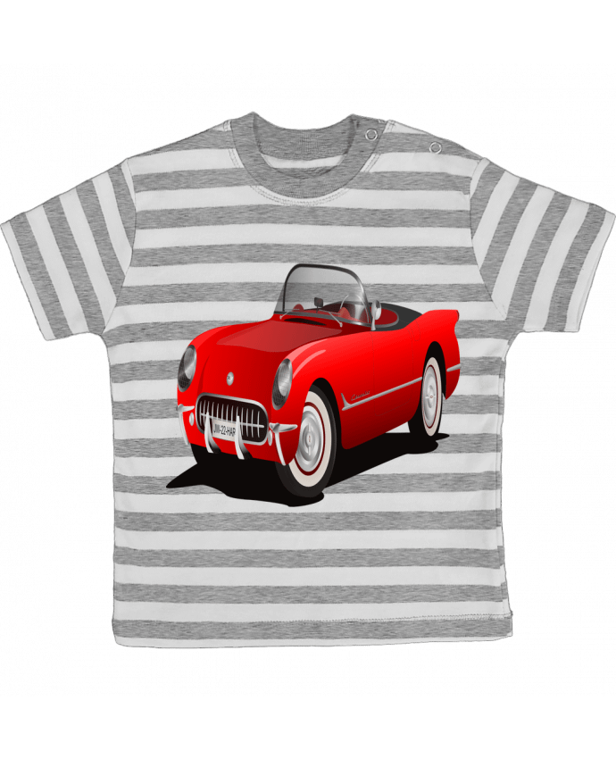 Tee-shirt bébé à rayures voiture ancienne par gg creations