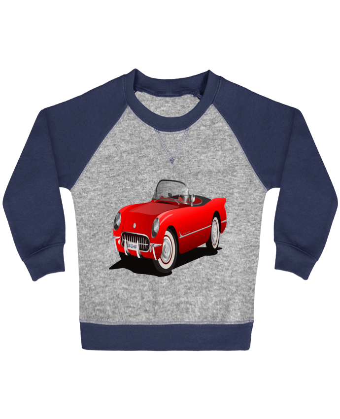 Sweat bébé manches contrastée voiture ancienne par gg creations