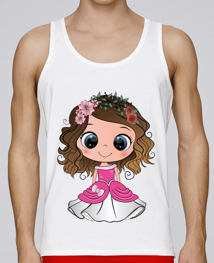Débardeur homme Princesse brune aux yeux bleus par EmmaCreation 100% coton bio