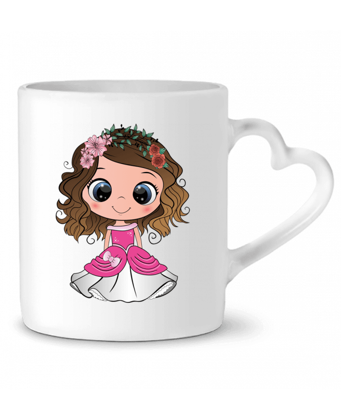 Mug coeur Princesse brune aux yeux bleus par EmmaCreation