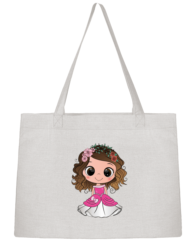 Sac Shopping Princesse brune aux yeux bruns avec une robe rose par EmmaCreation