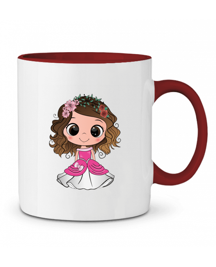 Mug bicolore Princesse brune aux yeux bruns avec une robe rose EmmaCreation