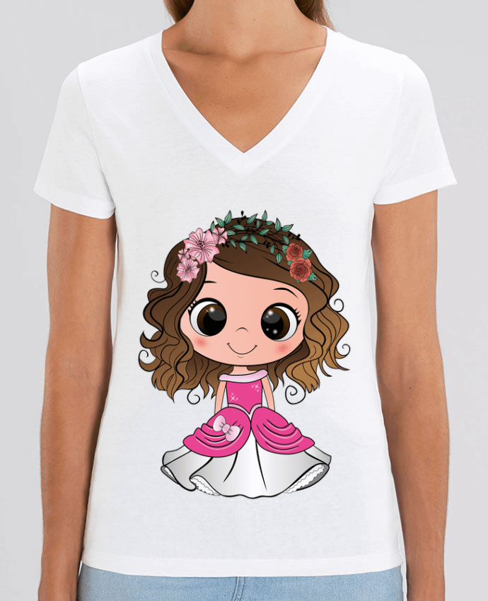 Tee-shirt femme Princesse brune aux yeux bruns avec une robe rose Par  EmmaCreation