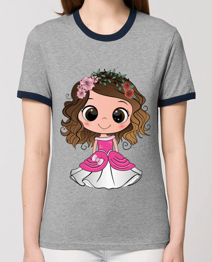 T-shirt Princesse brune aux yeux bruns avec une robe rose par EmmaCreation