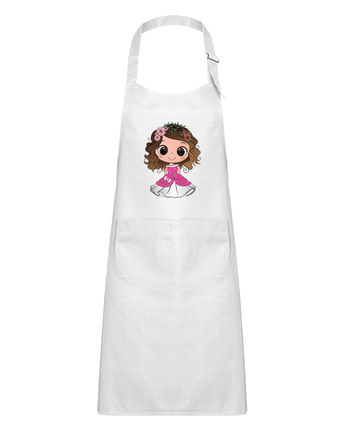 Tablier Enfant Princesse brune aux yeux bruns avec une robe rose par EmmaCreation