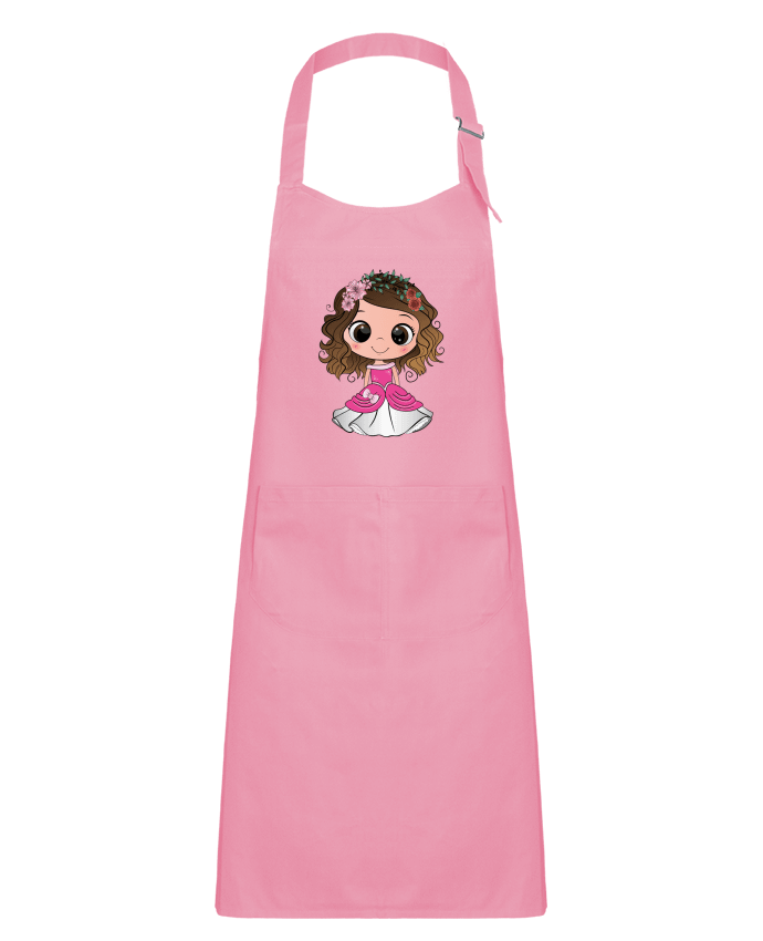 Tablier Enfant Princesse brune aux yeux bruns avec une robe rose par EmmaCreation