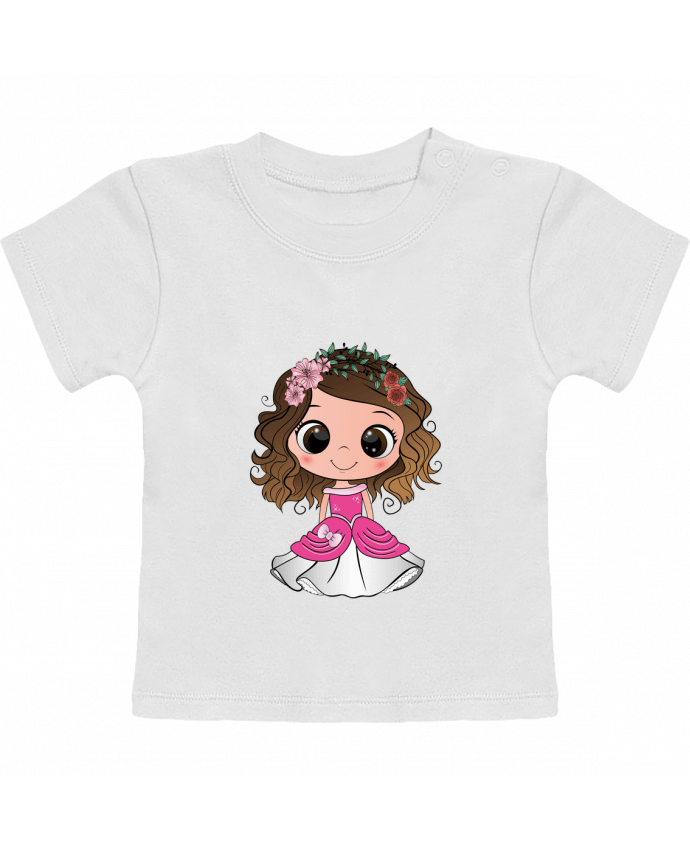 T-shirt bébé Princesse brune aux yeux bruns avec une robe rose manches courtes du designer EmmaCreat