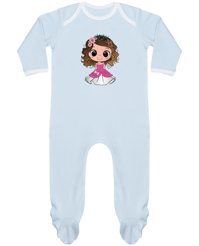 Body Pyjama Bébé Princesse brune aux yeux bruns avec une robe rose par EmmaCreation