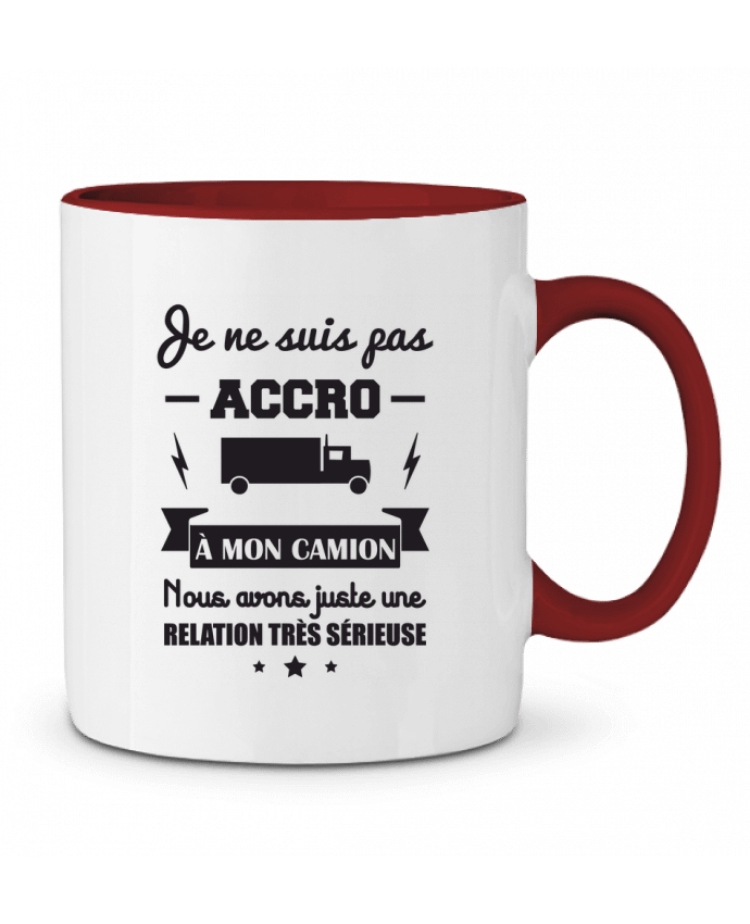 Mug bicolore Je ne suis pas accro à mon camion, cadeau routier Benichan