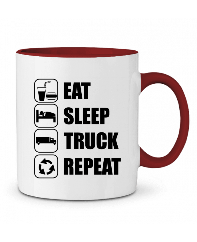 Mug bicolore Eat, sleep, truck, repeat, chauffeur routier Benichan