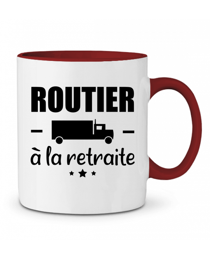 Mug bicolore Routier à la retraite, cadeau départ à la retraite Benichan