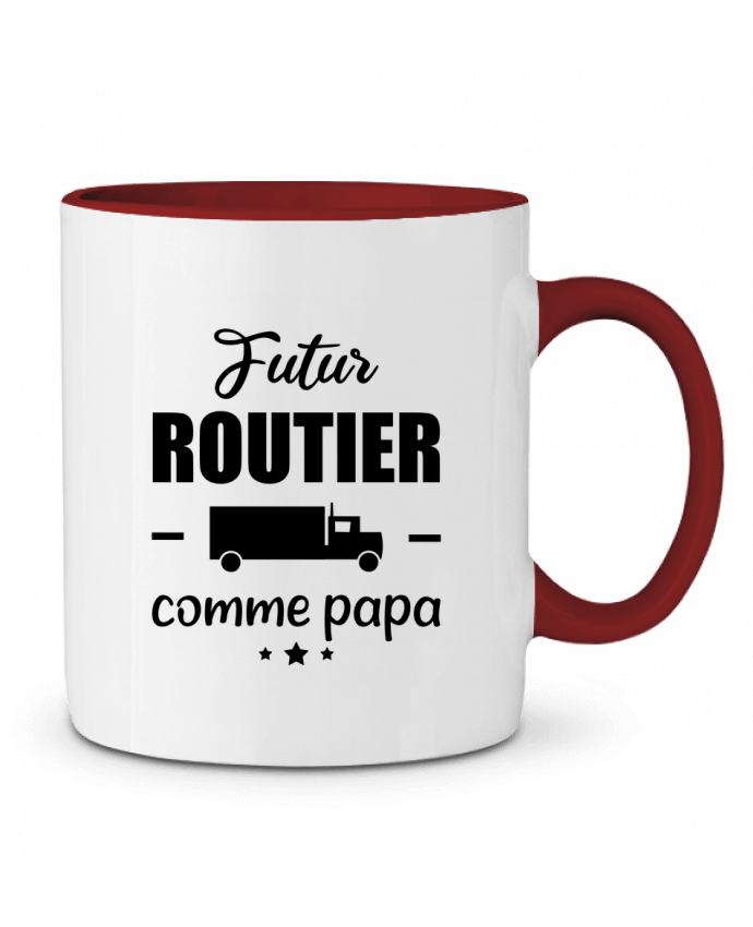 Mug bicolore Futur routier comme papa, idée cadeau naissance, enfant Benichan