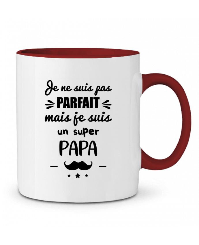 Mug bicolore Pas parfait super papa, cadeau père Kurzon