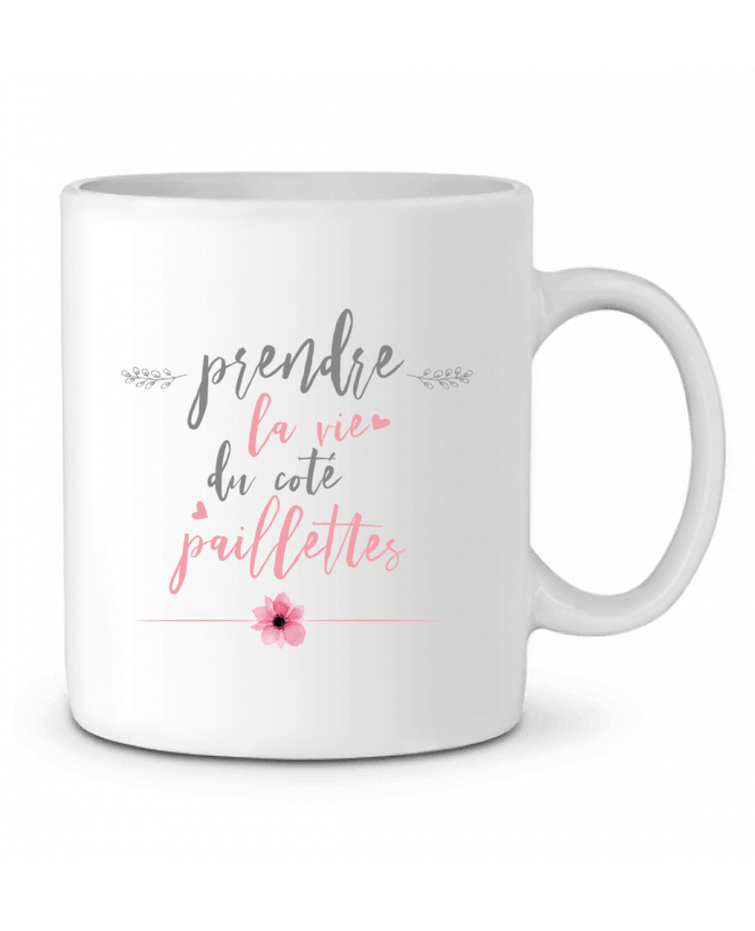 Ceramic Mug Prendre la vie du coté paillettes by tunetoo
