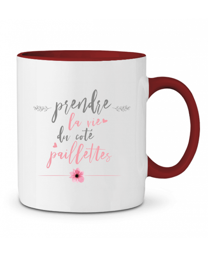 Taza Cerámica Bicolor Prendre la vie du coté paillettes tunetoo