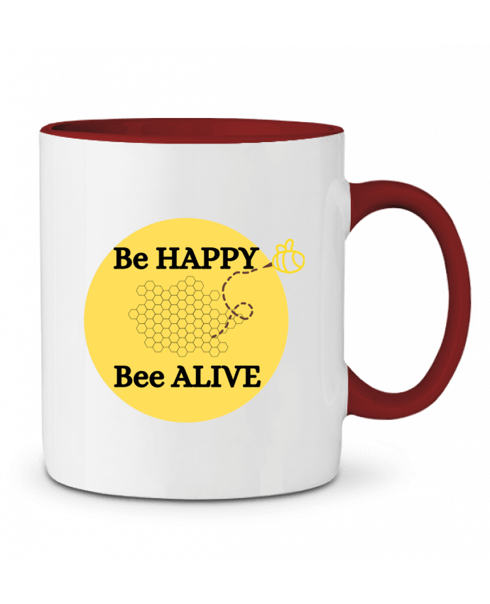 Mug bicolore Be Happy Bee Alive Sauvegarde des abeilles sauvegarde de la planète AionArt
