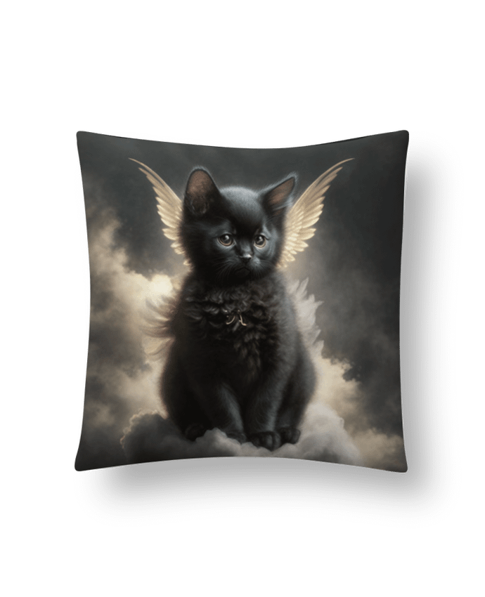 Coussin Chat Noir Ange par NewDesignPhoto
