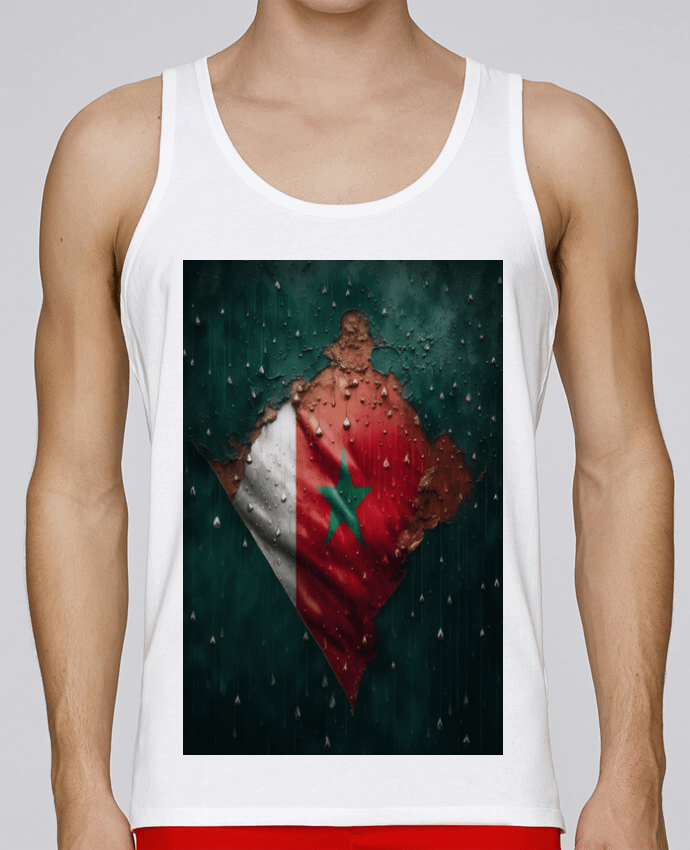 Débardeur homme Drapeau Maroc sous la Pluie par NewDesignPhoto 100% coton bio