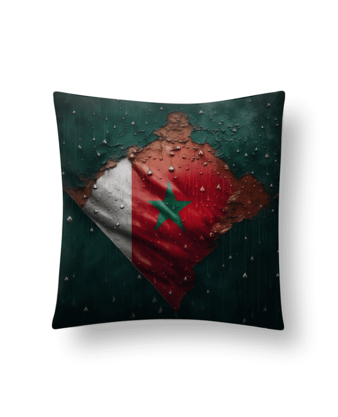 Coussin suédine Drapeau Maroc sous la Pluie par NewDesignPhoto