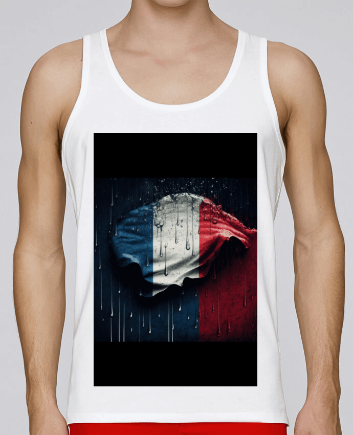 Débardeur homme Drapeau France sous la Pluie par NewDesignPhoto 100% coton bio