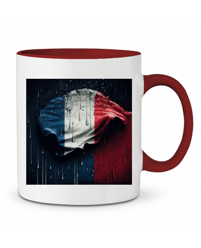 Mug bicolore Drapeau France sous la Pluie NewDesignPhoto