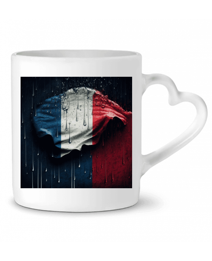 Mug coeur Drapeau France sous la Pluie par NewDesignPhoto
