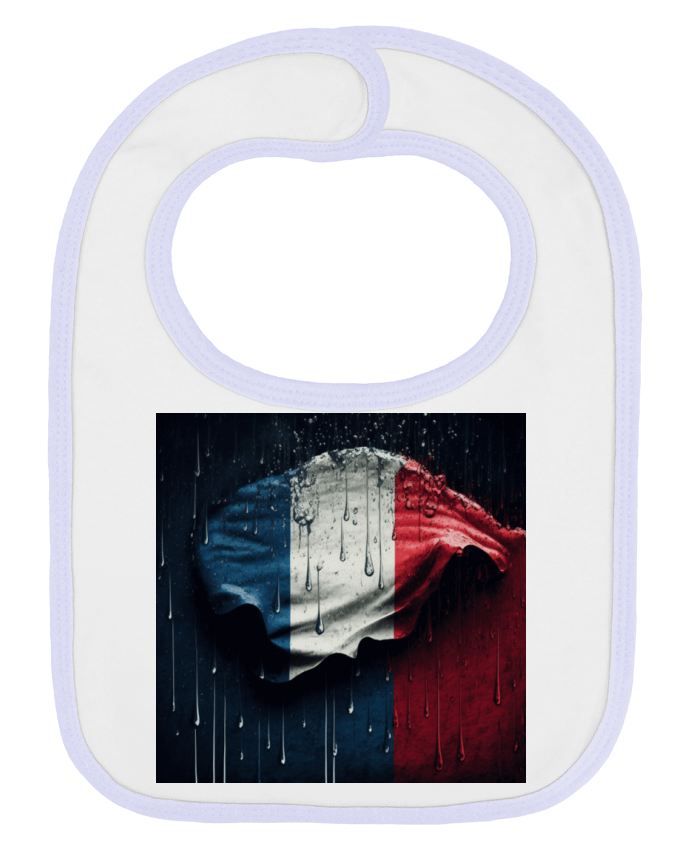 Bavoir bébé uni Drapeau France sous la Pluie par NewDesignPhoto