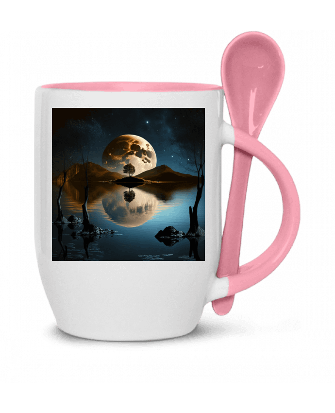  Tasse cuillère Pleine Lune Montagne et Rivière par NewDesignPhoto