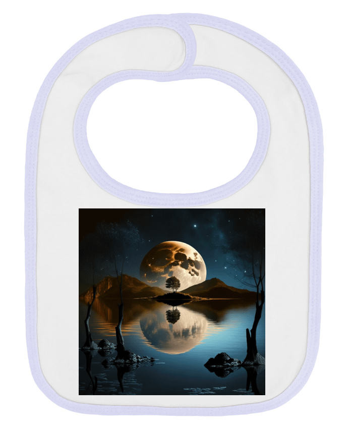 Bavoir bébé uni Pleine Lune Montagne et Rivière par NewDesignPhoto