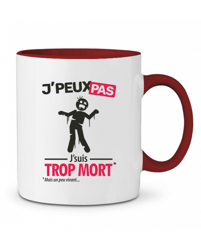 Mug bicolore J'peux pas, j'suis trop mort LilouZen