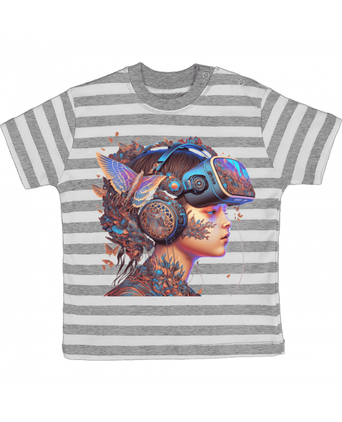 Tee-shirt bébé à rayures Pixel Art par bamba