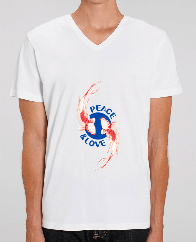 Men V-Neck T-shirt Stanley Presenter Peace and Love. by TEESIGN