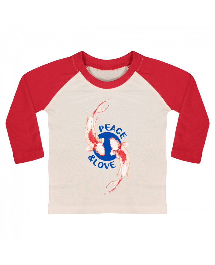 Tee-shirt Bébé Baseball ML Peace and Love. par TEESIGN
