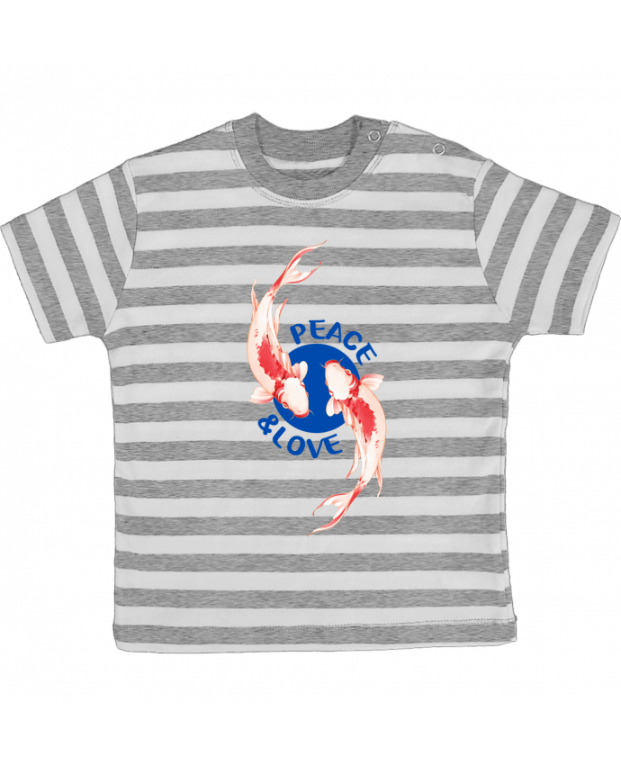 Tee-shirt bébé à rayures Peace and Love. par TEESIGN