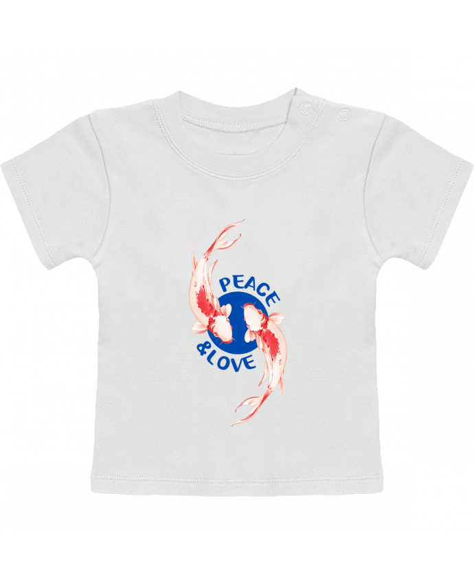 Camiseta Bebé Manga Corta Peace and Love. manches courtes du designer TEESIGN