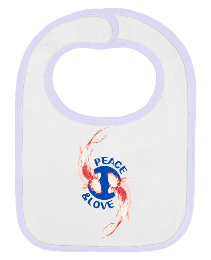 Baby Bib plain and contrast Peace and Love. by TEESIGN