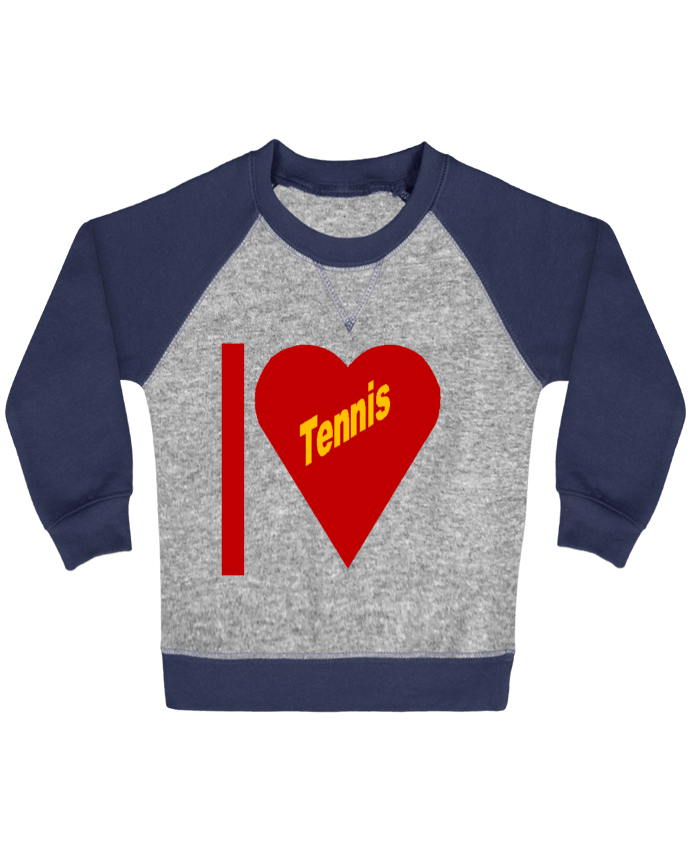 Sweat bébé manches contrastée I LOVE  TENNIS par FIRST  STAR