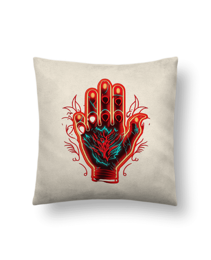 Cushion suede touch 45 x 45 cm ma main c est ma vie ,je peux rien toucher et pas gouter. by Nasa shop