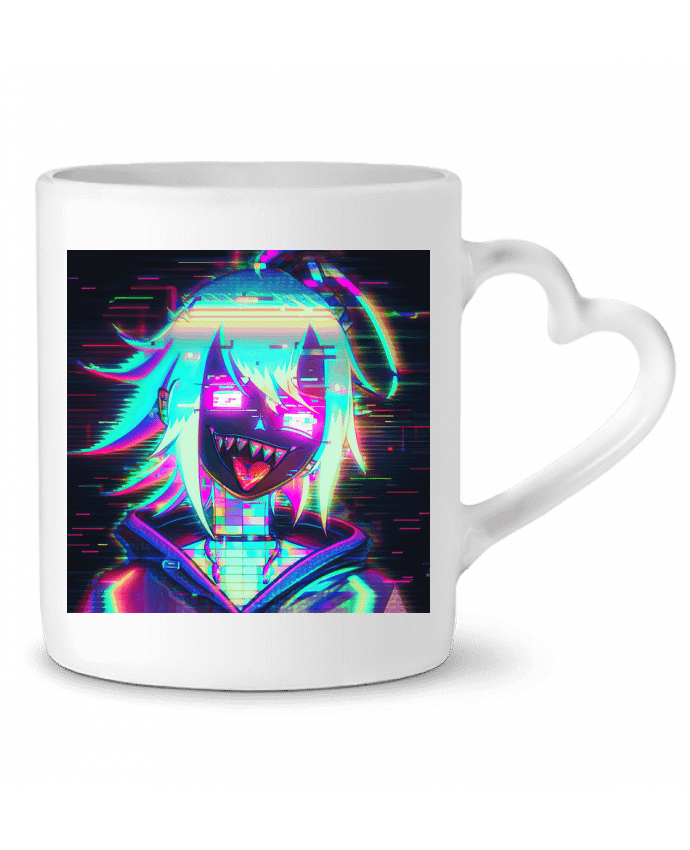 Mug coeur Creepy Glitch Girl par MagicDesign