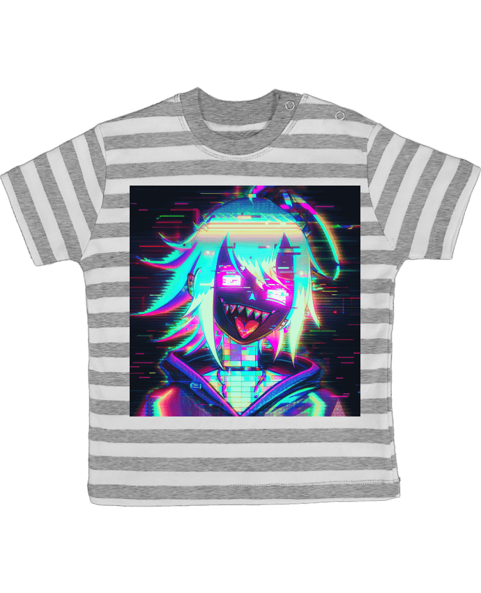 Tee-shirt bébé à rayures Creepy Glitch Girl par MagicDesign