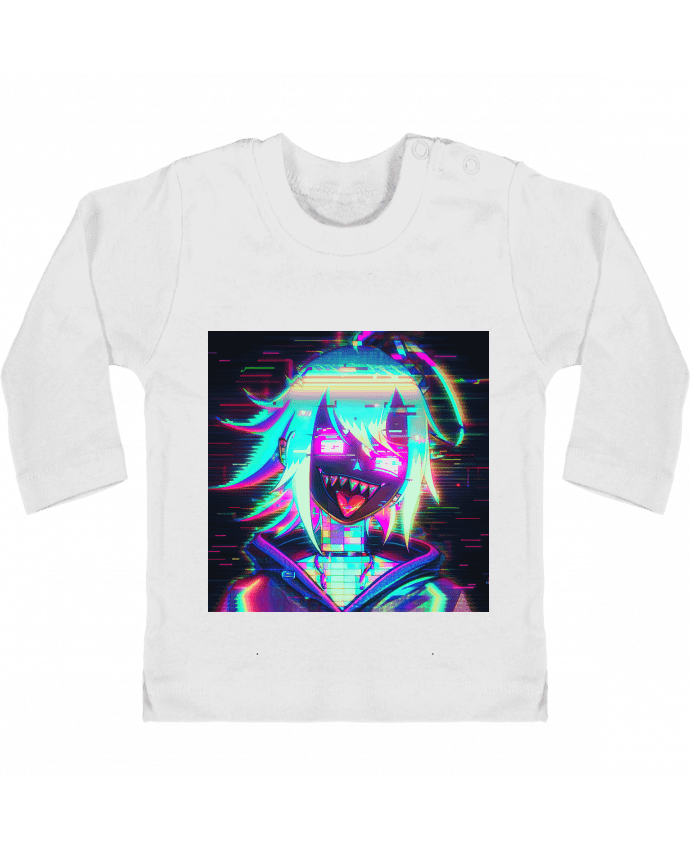 T-shirt bébé Creepy Glitch Girl manches longues du designer MagicDesign