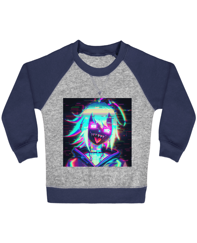 Sweat bébé manches contrastée Creepy Glitch Girl par MagicDesign