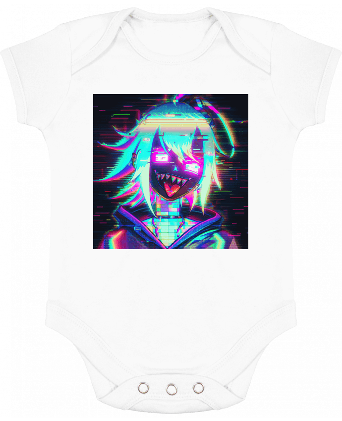 Body bébé manches contrastées Creepy Glitch Girl par MagicDesign