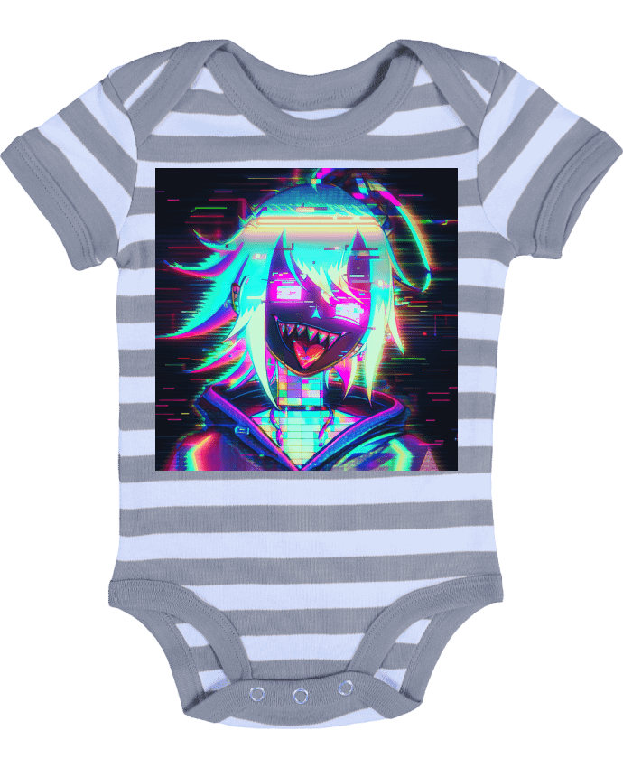 Body Bébé Rayé Creepy Glitch Girl - MagicDesign