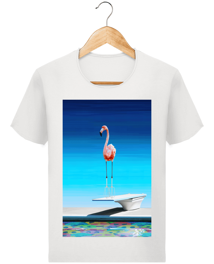  T-shirt Homme vintage Flamingo at the pool par MagicDesign